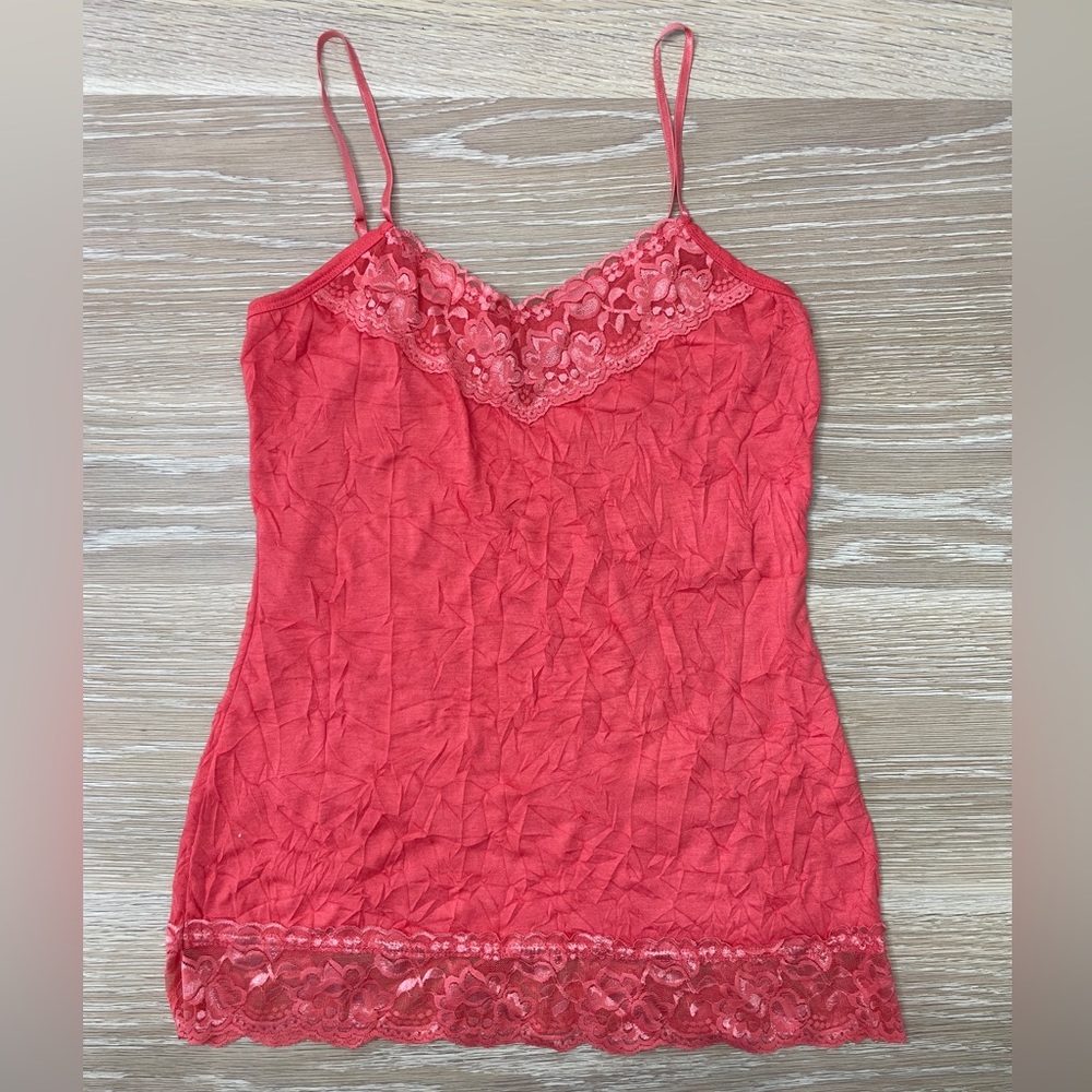 Maurice’s orange/salmon color lace crinkle cami